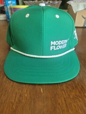 Brand New! Never Worn! Modern Flower Trulieve Green And White Adjustable Hat 420